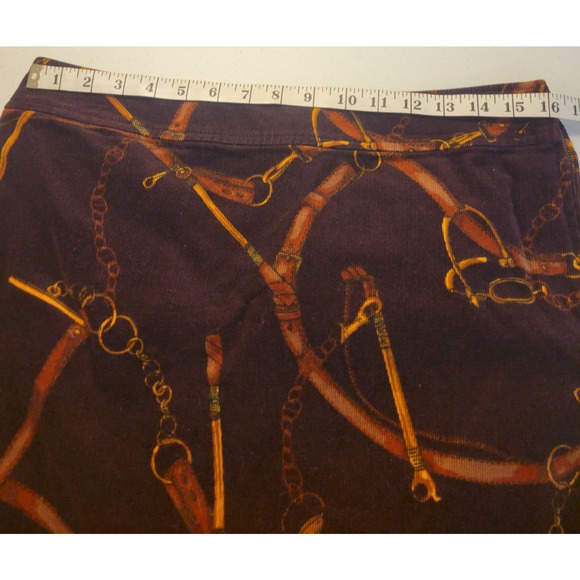 Talbots Bit & Bridle Burgundy Equestrian Corduroy Mini Skirt Women's Size 10p - Picture 5 of 9